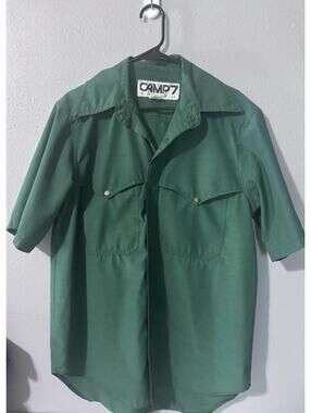 Camp 7 Vintage Snap Front Shirt Men's XL  XXL GREEN EUC 70’s 80’s Boulder Co